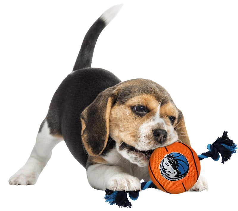 Pets First NBA Dallas Mavericks Basketball Toy. - Tough Nylon Pet Toy with Tug Ropes & Inner Squeaker, One Size, MAV-3105 - Image 2